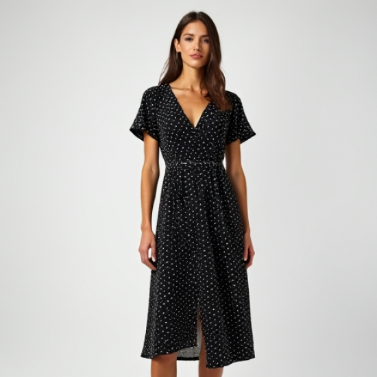Women's Micro Polka Flowy Dress