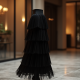 Women's Dramatic Fringe Midi Skirt
