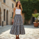 Women's Tiered Checkered Skirt
