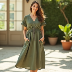 Women's Drawstring Waist Dress