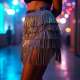 Women's Metallic Fringe Mini Skirt