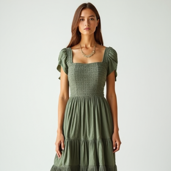 Women's Textured Fringe Tiered Dress