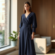 Women's Pleated Waist Wrap Dress