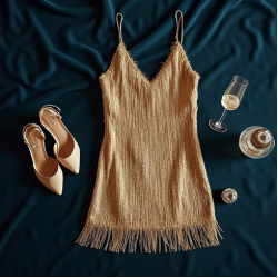 Women's Metallic Fringe Party Dress