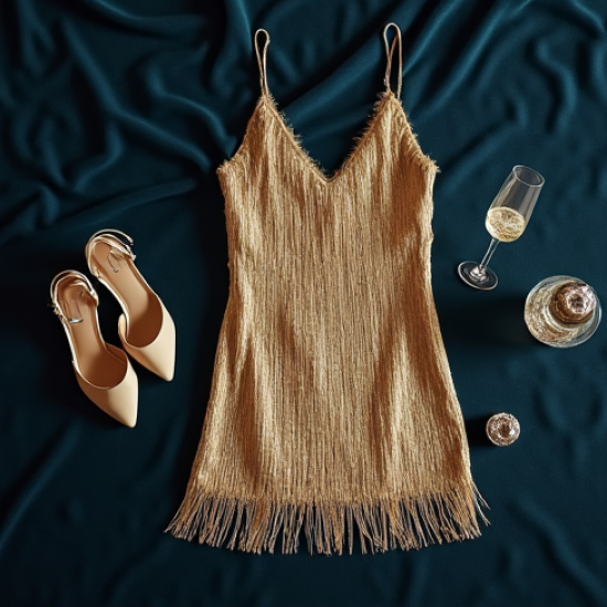 Women's Metallic Fringe Party Dress