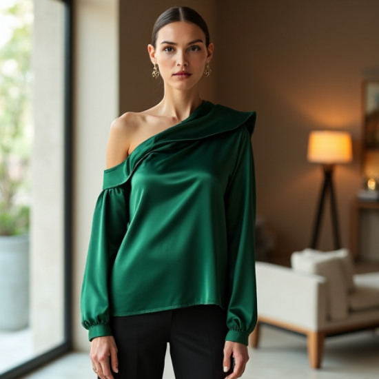 Women's One-Shoulder Asymmetrical Blouse