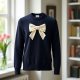 Women's Preppy Bow Sweater