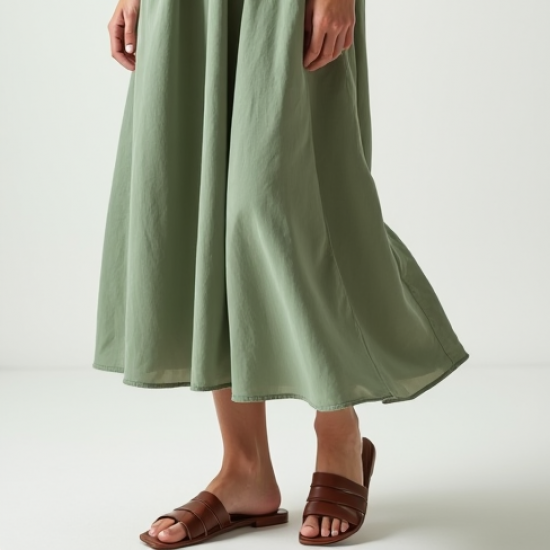 Women's Shirred Waist Midi Dress