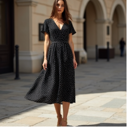 Women's Micro Polka Flowy Dress