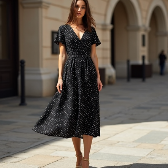 Women's Micro Polka Flowy Dress
