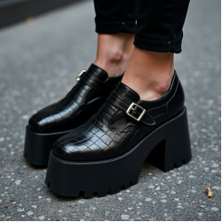 Women's Croc-Embossed Platform Mary Jane