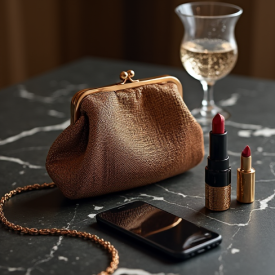 Women's Bronze Metallic Pouch