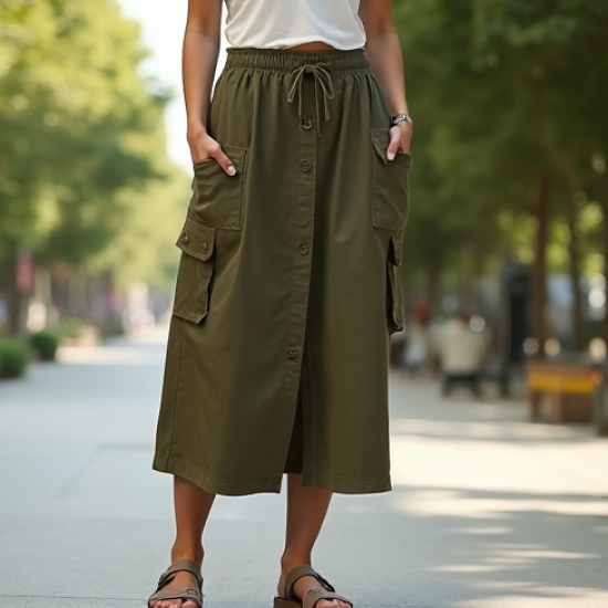 Women's Earth Tone Cargo Skirt