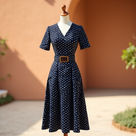 Women's Retro Polka Dot Midi Dress