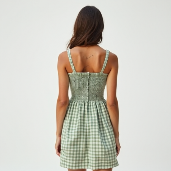 Women's Gingham Check A-Line Dress