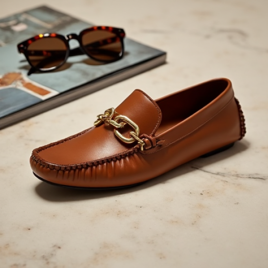 Women's Metallic Chain Moccasin