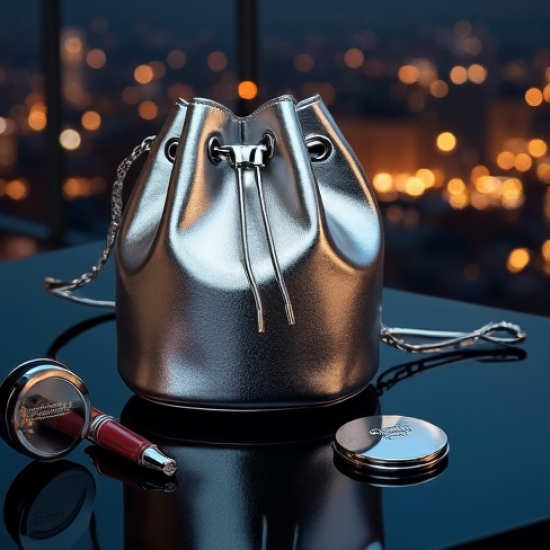 Women's Metallic Mini Bucket Bag