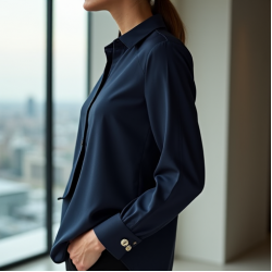 Women's Structured Shoulder Silk Blouse