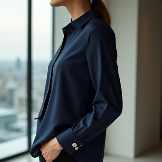 Women's Structured Shoulder Silk Blouse