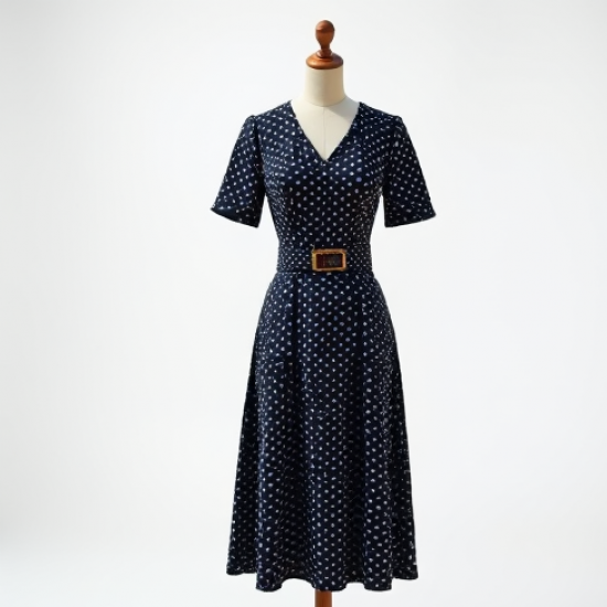 Women's Retro Polka Dot Midi Dress