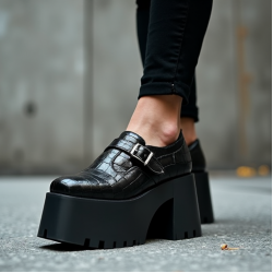 Women's Croc-Embossed Platform Mary Jane