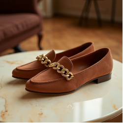 Women's Suede Chain Ballet Flat