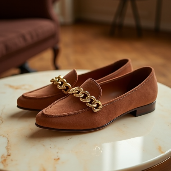 Women's Suede Chain Ballet Flat