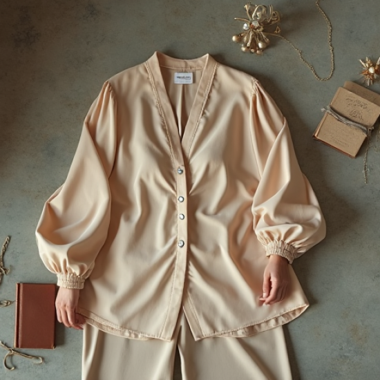 Women's Oversized Shoulder Poet Blouse