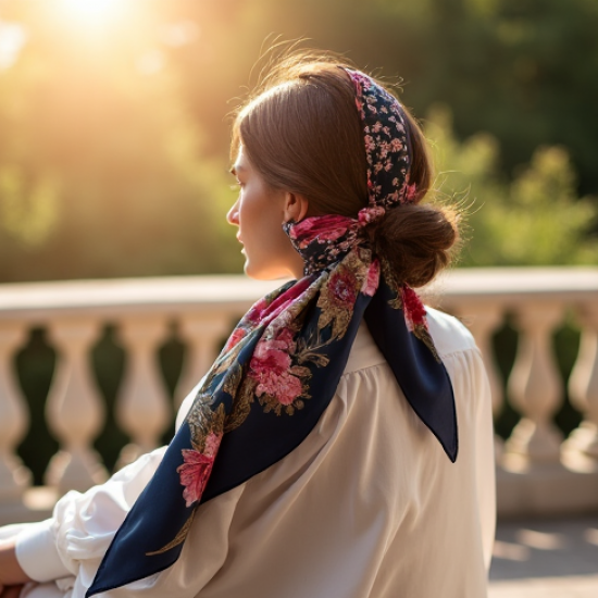 Women's Floral Silk Scarf