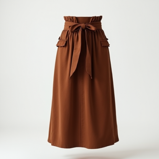Women's Cocoa Paperbag Waist Skirt