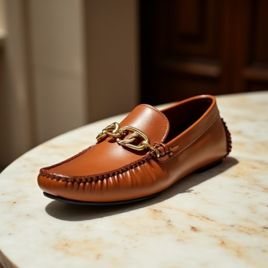 Women's Metallic Chain Moccasin