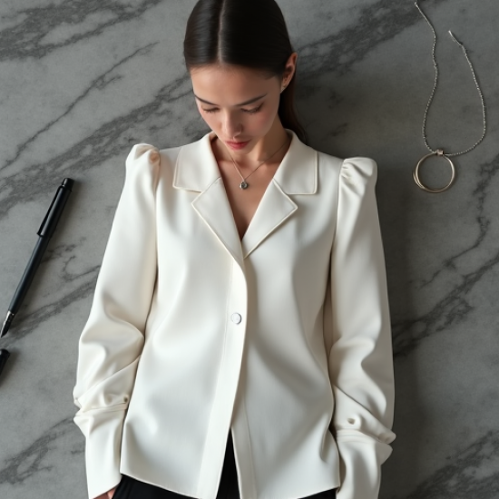 Women's Shoulder Pad Collarless Shirt