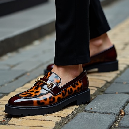 Women's Patent Animal Print Loafer
