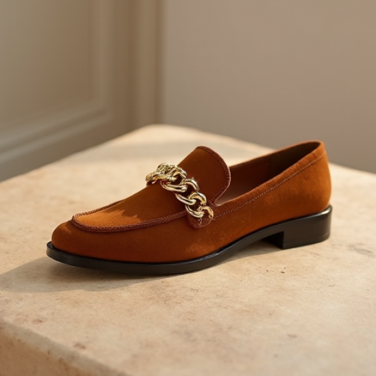 Women's Suede Chain Loafer