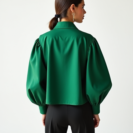 Women's Emerald Green Poplin Blouse