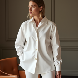 Women's Oversized Gold Button Shirt