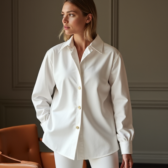 Women's Oversized Gold Button Shirt