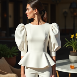 Women's Volume Sleeve Peplum Top