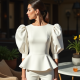 Women's Volume Sleeve Peplum Top
