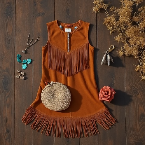 Women's Suede Fringe Shift Dress