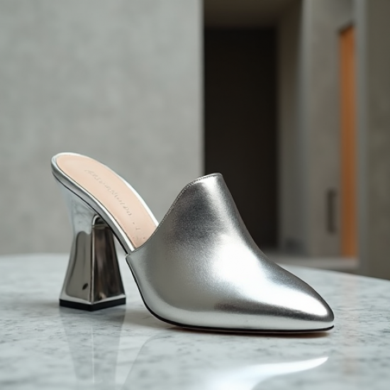 Women's Metallic Sculptural Kitten Heel