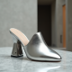 Women's Metallic Sculptural Kitten Heel