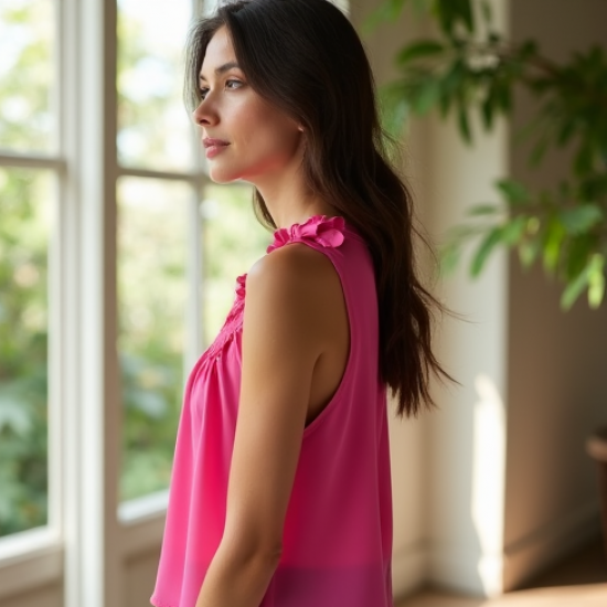 Women's Fuchsia Layered Bib Top