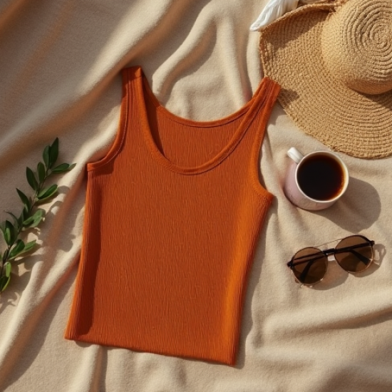 Women's Caramel Ribbed Tank Top