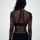 Women's Sheer Mesh Overlay Top