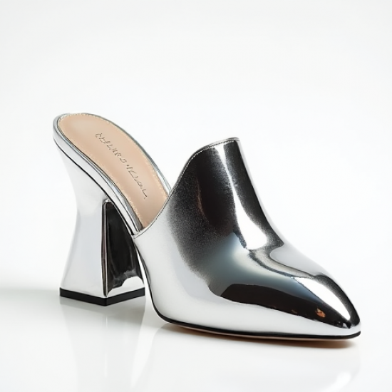 Women's Metallic Sculptural Kitten Heel