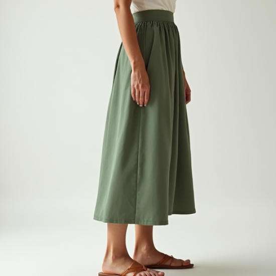 Women's Relaxed High Waist Midi Skirt