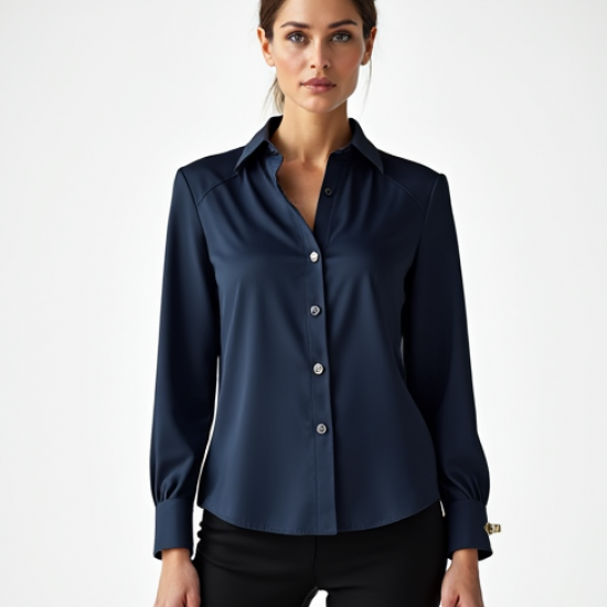 Women's Structured Shoulder Silk Blouse