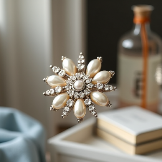 Women's Pearl & Rhinestone Brooch
