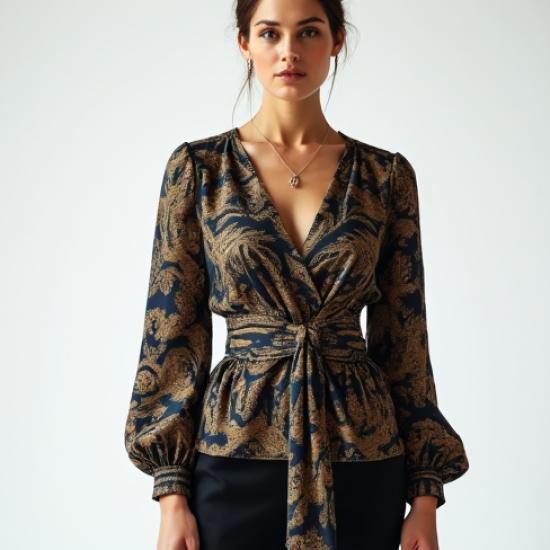 Women's Ornate Print Wrap Top